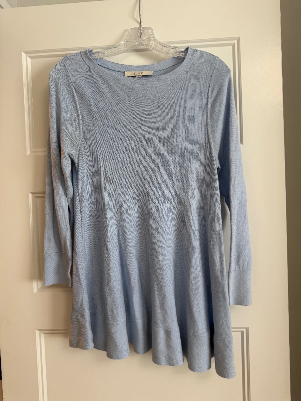 LOFT 3/4 Tunic Sweater with Ruffle Bottom